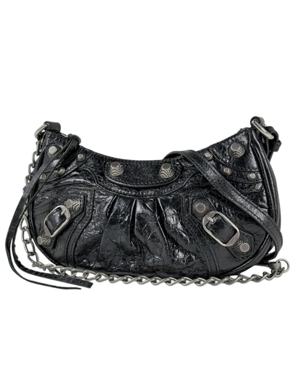 Balenciaga Shoulder Bag Buckle Cagole Mini 2-Way Leather Black